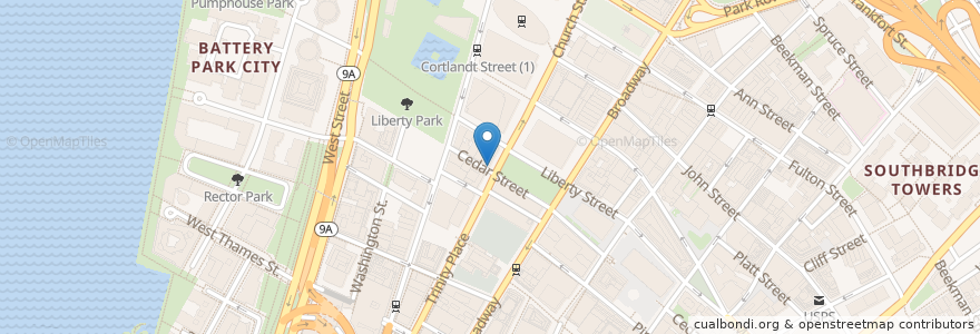 Mapa de ubicacion de Steve’s Pizza en Amerika Birleşik Devletleri, New York, New York, New York County, Manhattan Community Board 1, Manhattan.