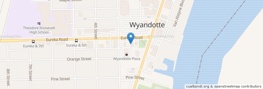 Mapa de ubicacion de Wyandotte Post Office en Stati Uniti D'America, Michigan, Wayne County, Wyandotte.