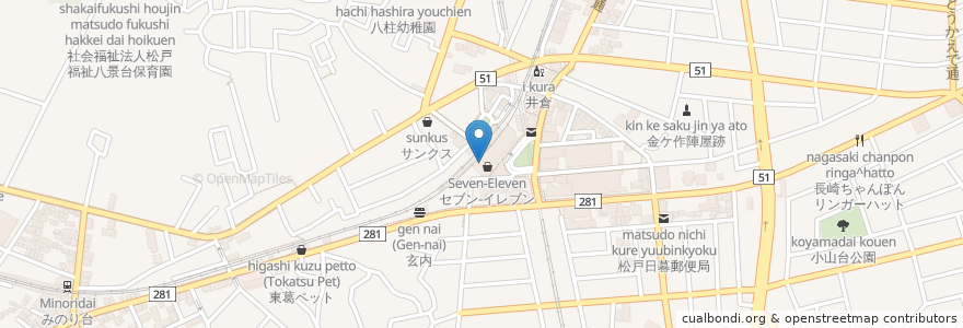 Mapa de ubicacion de 東葛クリニック八柱 en 日本, 千葉県, 松戸市.