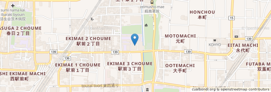Mapa de ubicacion de 社会福祉協議会 en 日本, 大阪府, 茨木市.