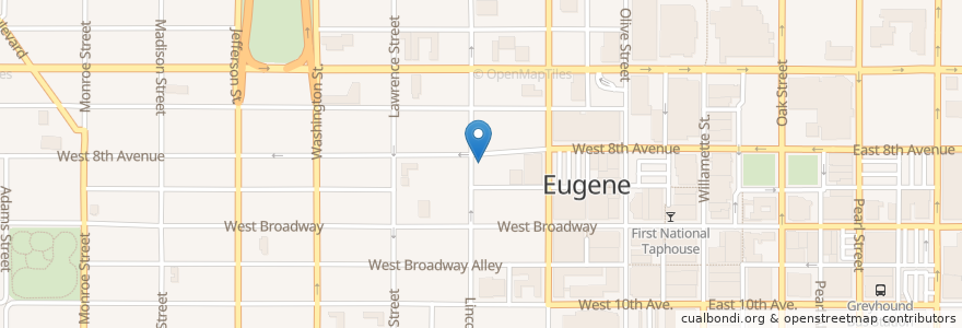 Mapa de ubicacion de The Dining Room en United States, Oregon, Lane County, Eugene.