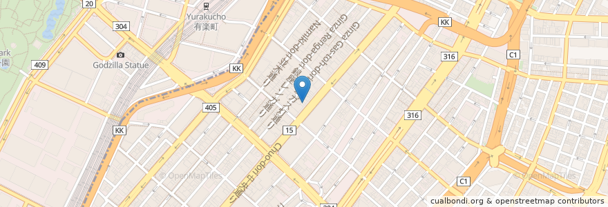 Mapa de ubicacion de 銀座MK歯科 en ژاپن, 東京都.