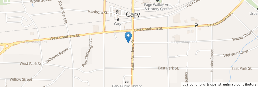 Mapa de ubicacion de Academy Street Bistro en Estados Unidos De América, Carolina Del Norte, Wake County, Cary.
