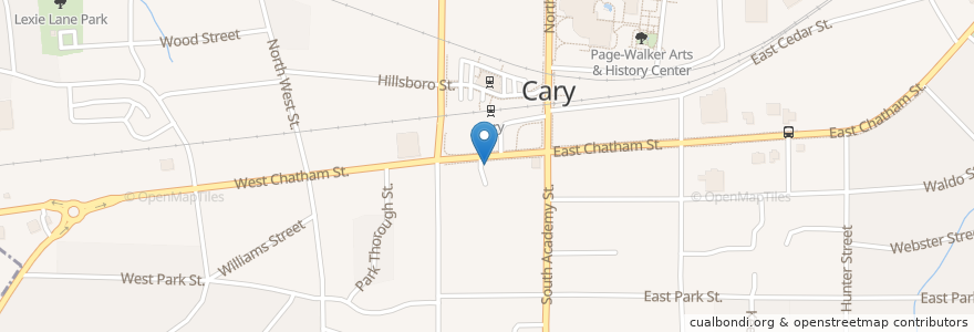 Mapa de ubicacion de Cary Downtown Farmers Market en Amerika Birleşik Devletleri, Kuzey Karolina, Wake County, Cary.