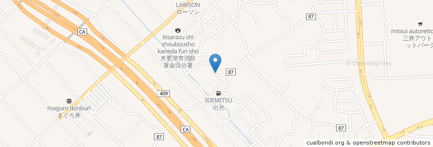 Mapa de ubicacion de 金田公民館 en Japón, Prefectura De Chiba, 木更津市.
