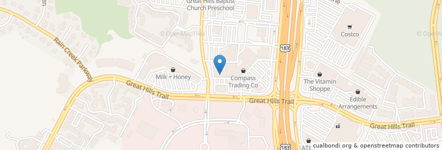 Mapa de ubicacion de Menchie's en アメリカ合衆国, テキサス州, Travis County, Austin.