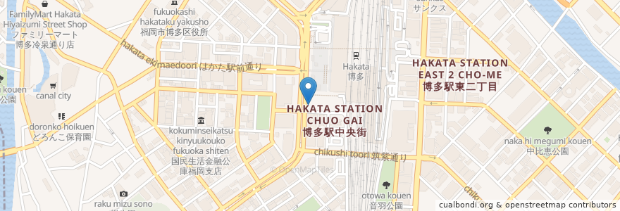 Mapa de ubicacion de 大砲ラーメン en 日本, 福岡県, 福岡市, 博多区.