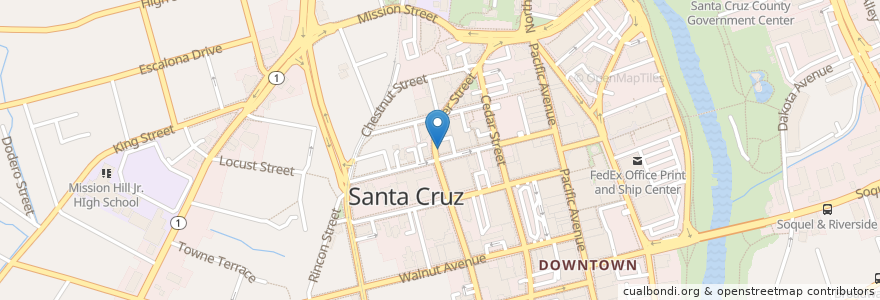 Mapa de ubicacion de Women's Health Center en Stati Uniti D'America, California, Santa Cruz County, Santa Cruz.