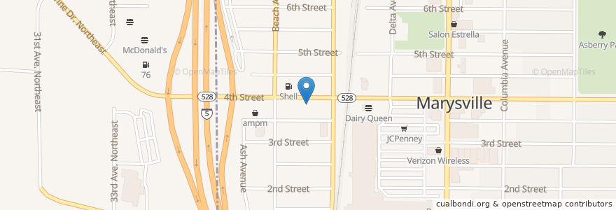 Mapa de ubicacion de Don's Restaurant en アメリカ合衆国, ワシントン州, Snohomish County, Marysville.