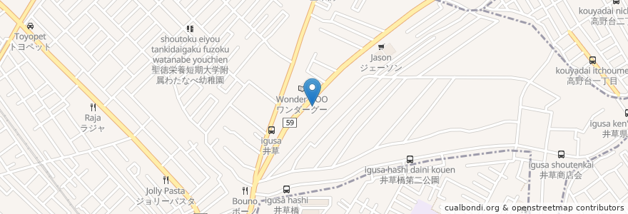 Mapa de ubicacion de ピザ工房馬車道東鎌ヶ谷店 en Япония, Тиба, 鎌ケ谷市.