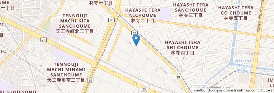 Mapa de ubicacion de かりん鍼灸整骨院 en Japon, Préfecture D'Osaka, 大阪市, 東住吉区.