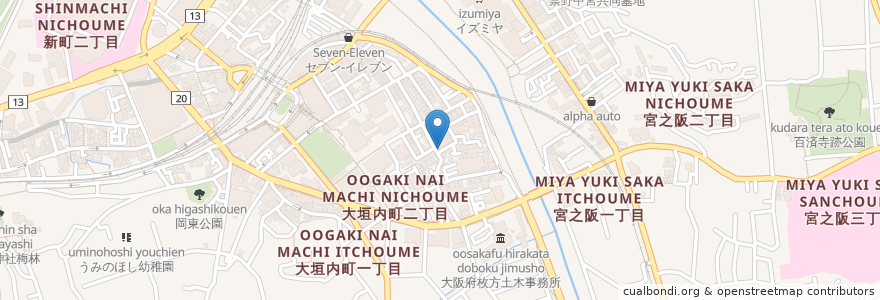 Mapa de ubicacion de アリオン en Japão, 大阪府, 枚方市.