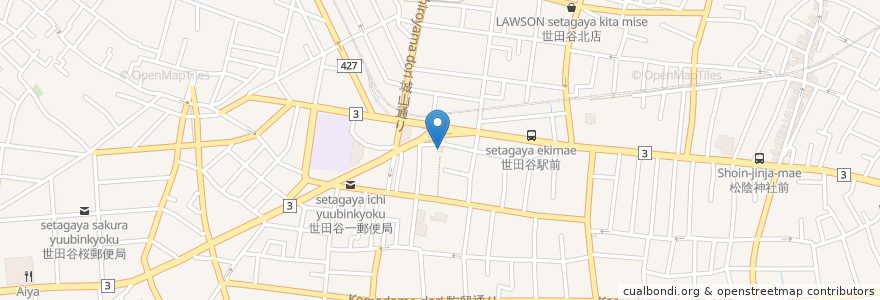 Mapa de ubicacion de 天祖神社 en Jepun, 東京都, 世田谷区.