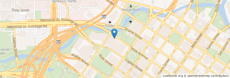 Mapa de ubicacion de Hard Rock Cafe en 美利坚合众国/美利堅合眾國, 得克萨斯州 / 德克薩斯州 / 德薩斯州, 休斯敦, Harris County.