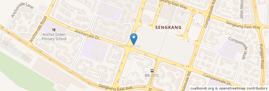 Mapa de ubicacion de Happy Hawkers en Singapore, Northeast.