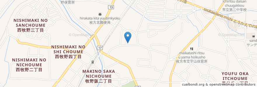 Mapa de ubicacion de ふじやまクリニック en Japonya, 大阪府, 枚方市.