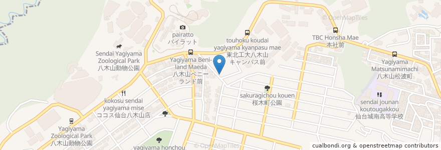 Mapa de ubicacion de 自動販売機 en 日本, 宫城县, 仙台市, 太白区.