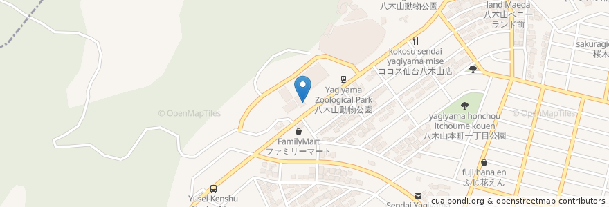 Mapa de ubicacion de 八木山動物公園駅駐車場 en Japão, 宮城県, 仙台市, 太白区.