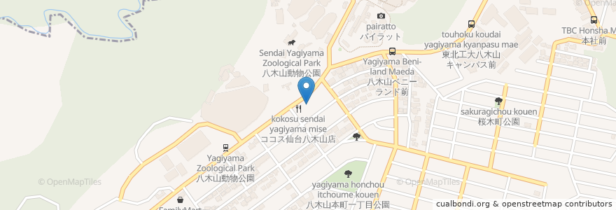 Mapa de ubicacion de カメイ調剤薬局 en 일본, 미야기현, 仙台市, 太白区.
