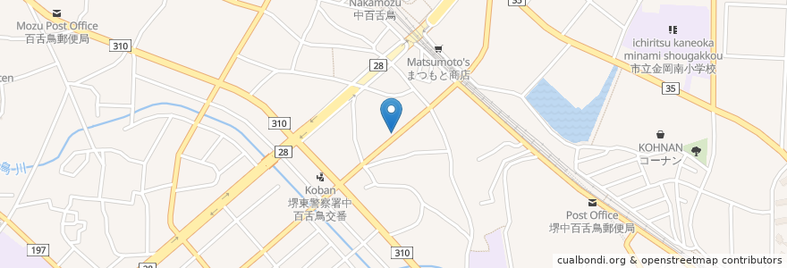 Mapa de ubicacion de 麺や　鶏次と貝次 en Japon, Préfecture D'Osaka, Sakai, 北区.