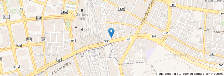 Mapa de ubicacion de 食堂 長野屋 en اليابان, 東京都, 新宿区.