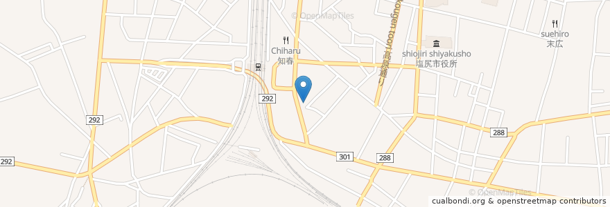 Mapa de ubicacion de ラーメン十四三 en 日本, 長野県, 塩尻市.