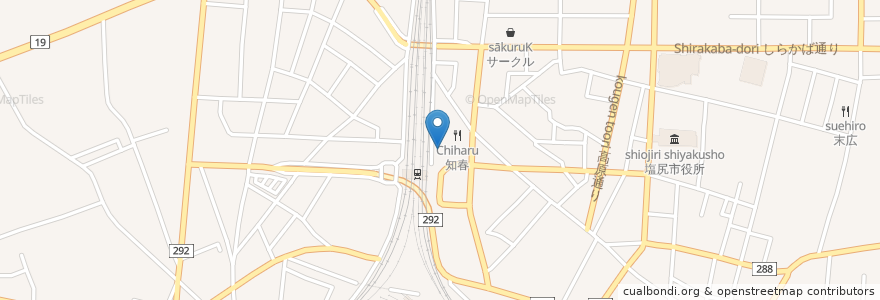 Mapa de ubicacion de あかい靴 en 日本, 長野県, 塩尻市.