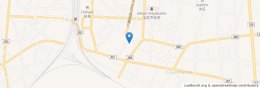 Mapa de ubicacion de 八番町公民館 en 日本, 長野県, 塩尻市.