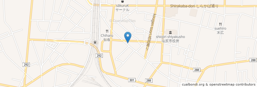 Mapa de ubicacion de 夜来香 en 일본, 나가노현, 塩尻市.