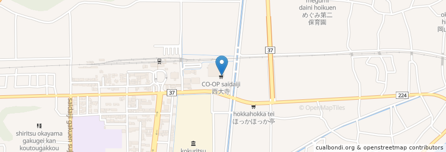 Mapa de ubicacion de 中国銀行 西大寺支店 コープ西大寺出張所 en Japão, 岡山県, 岡山市, 東区.