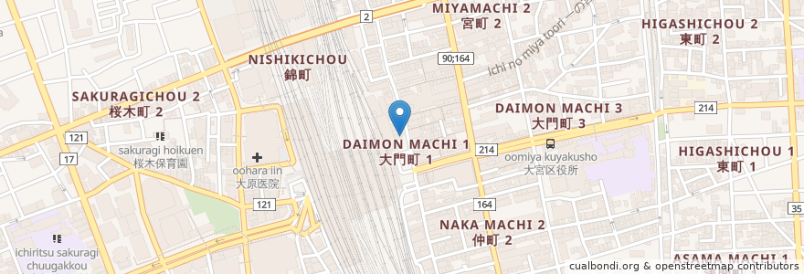Mapa de ubicacion de マツモトキヨシ en Japão, 埼玉県, さいたま市, 大宮区.