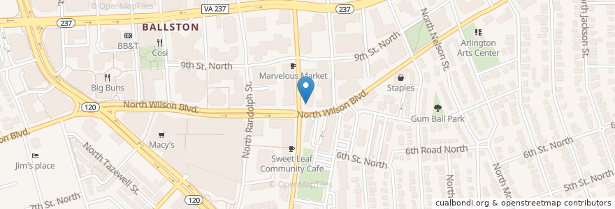 Mapa de ubicacion de Urban tandoor en 美利坚合众国/美利堅合眾國, 弗吉尼亚州 / 維吉尼亞州 / 維珍尼亞州, Arlington County, Arlington.