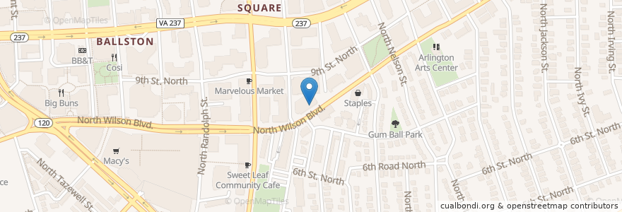 Mapa de ubicacion de Uptown cafe en United States, Virginia, Arlington County, Arlington.
