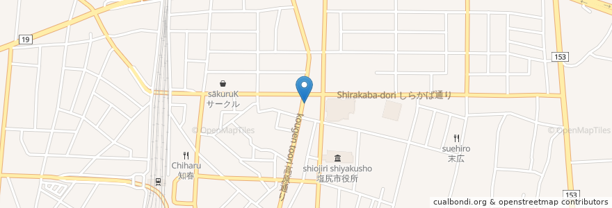 Mapa de ubicacion de しらかばのみち薬局 en Japon, Préfecture De Nagano, 塩尻市.