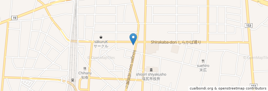 Mapa de ubicacion de 百瀬医院 en 일본, 나가노현, 塩尻市.