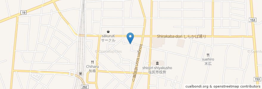 Mapa de ubicacion de 正和食堂 en Japonya, 長野県, 塩尻市.