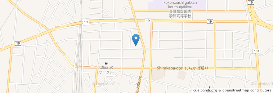 Mapa de ubicacion de 塚越歯科 en Jepun, 長野県, 塩尻市.