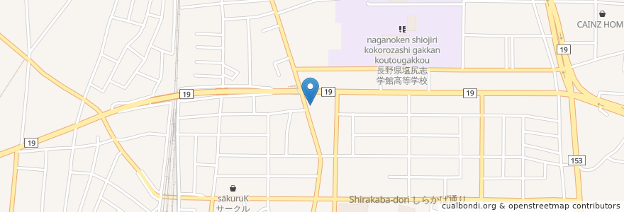 Mapa de ubicacion de シリウス en Japonya, 長野県, 塩尻市.