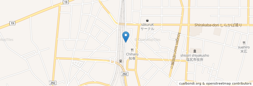 Mapa de ubicacion de チャレンジ学院 en Japan, 長野県, 塩尻市.