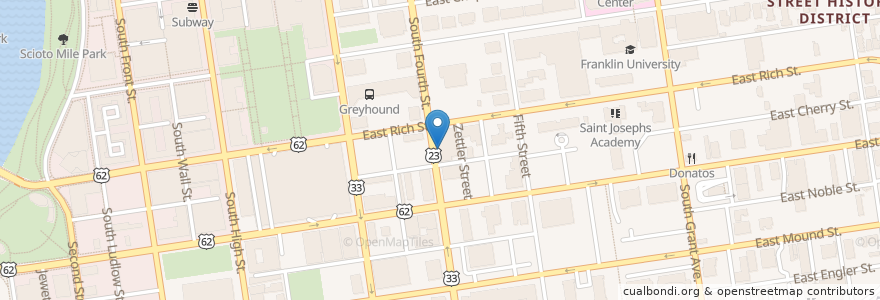 Mapa de ubicacion de Red Velvet Cafe en 미국, 오하이오 주, Franklin County, Columbus.
