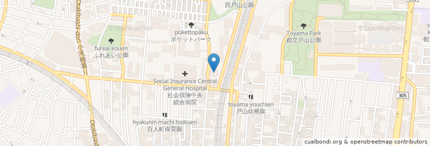 Mapa de ubicacion de 東京グローブ座 en Japonya, 東京都, 新宿区.