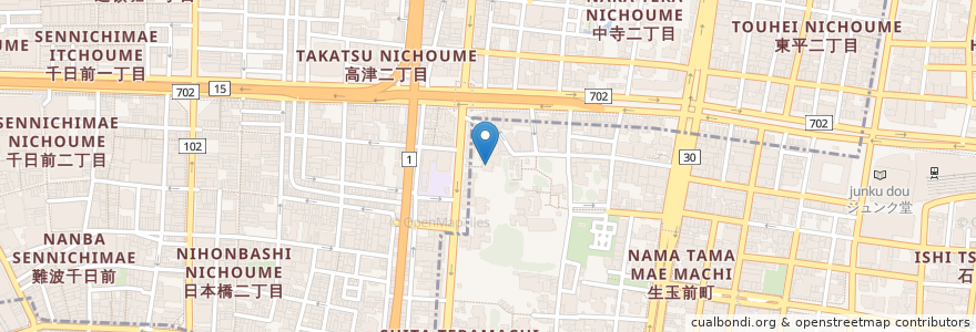 Mapa de ubicacion de 大蓮寺 en 日本, 大阪府, 大阪市, 中央区.
