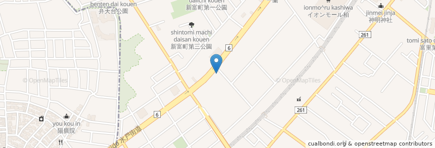 Mapa de ubicacion de おみやき亭 en 日本, 千葉県, 柏市.