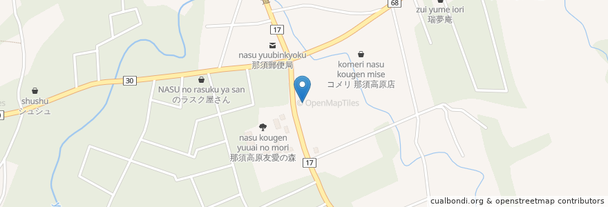 Mapa de ubicacion de 那須のとうふ茶屋 en Japon, Préfecture De Tochigi, 那須郡, 那須町.