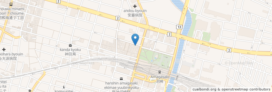 Mapa de ubicacion de のりを en Japan, 兵庫県, 尼崎市.