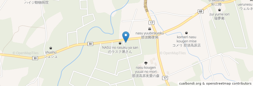 Mapa de ubicacion de 麺屋 五郎 en 日本, 栃木県, 那須郡, 那須町.