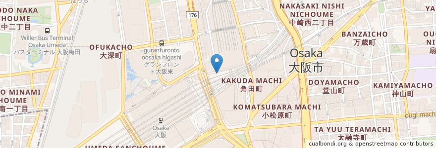 Mapa de ubicacion de 梅田 吉野 en 日本, 大阪府, 大阪市, 北区.