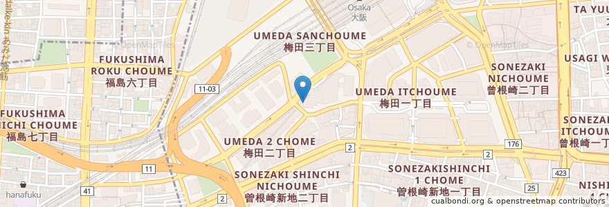 Mapa de ubicacion de ビルボードライブ大阪 en Japan, Präfektur Osaka, 大阪市, 北区.