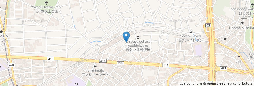 Mapa de ubicacion de きんはる en Japonya, 東京都, 渋谷区.