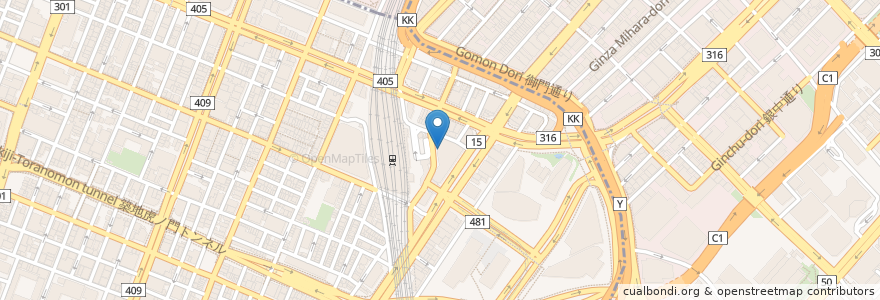 Mapa de ubicacion de まるや　新橋立ち呑み en 日本, 东京都/東京都, 港區.